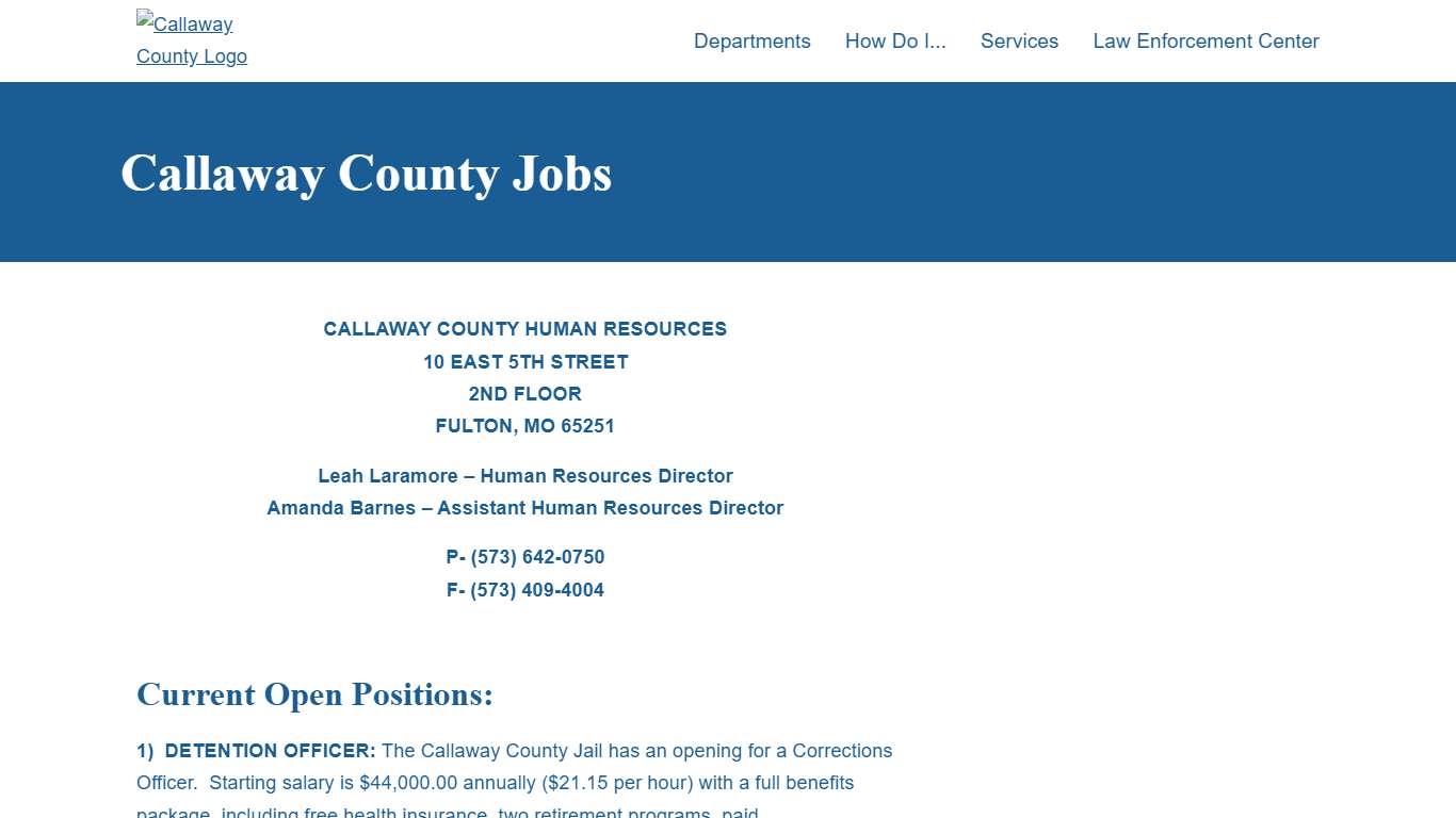 Callaway County Jobs | Callaway County - Missouri - Official Website